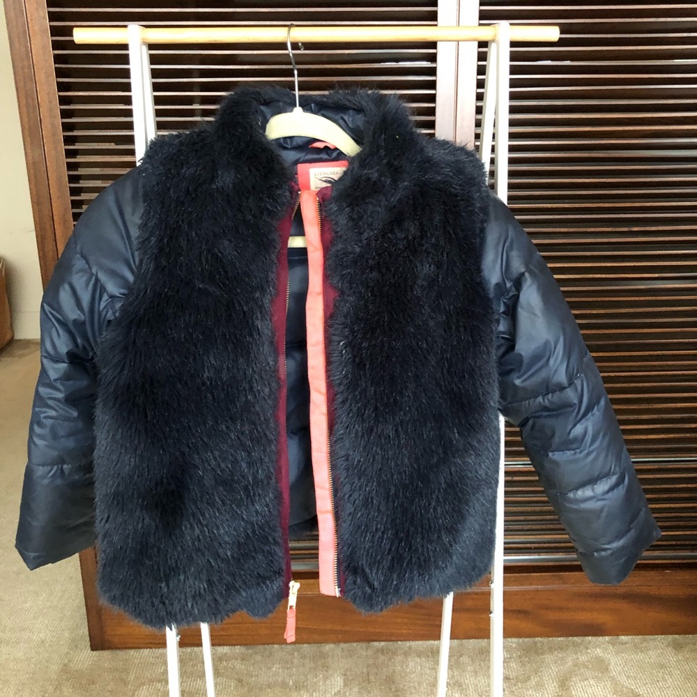 Jcrew Navy Puffer with Faux Fur